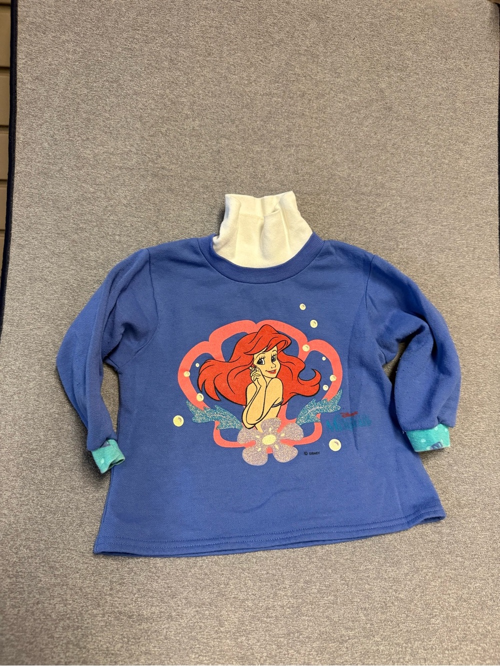 Vintage Disney Little Mermaid Ariel Glitter Mock Neck Pullover Approx 3T